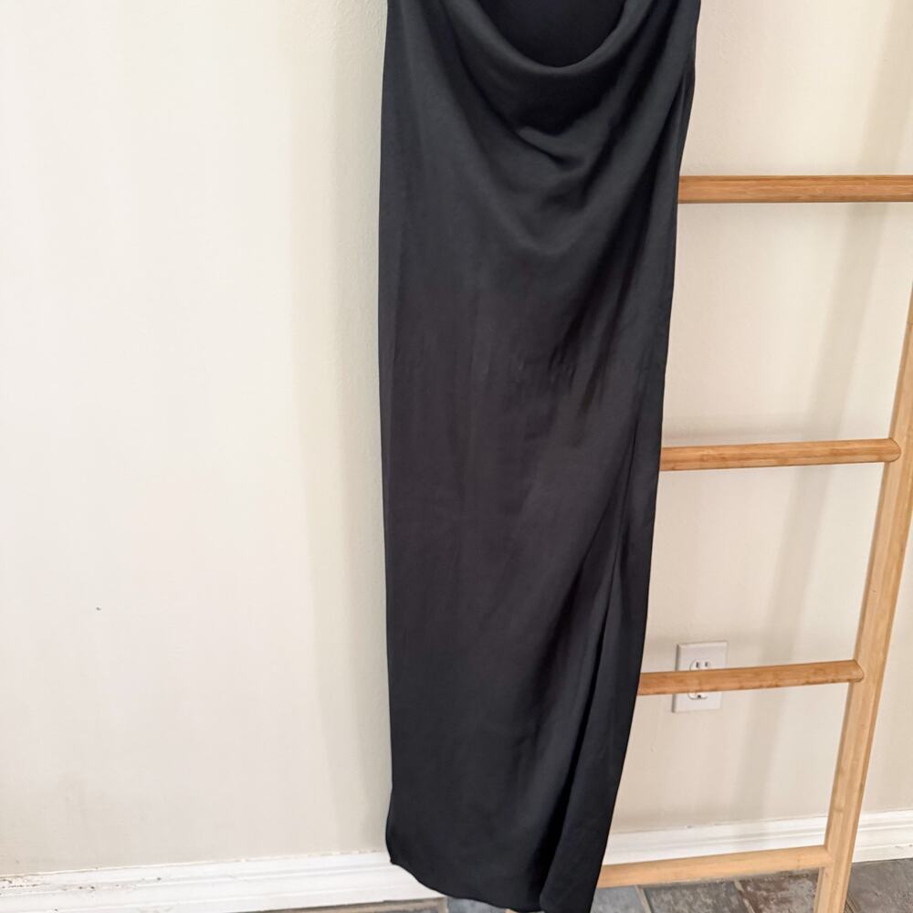 NWOT Oh Polly Black Cowl Neck Backless High Slit Maxi Dress US 2 - Picture 11 of 14
